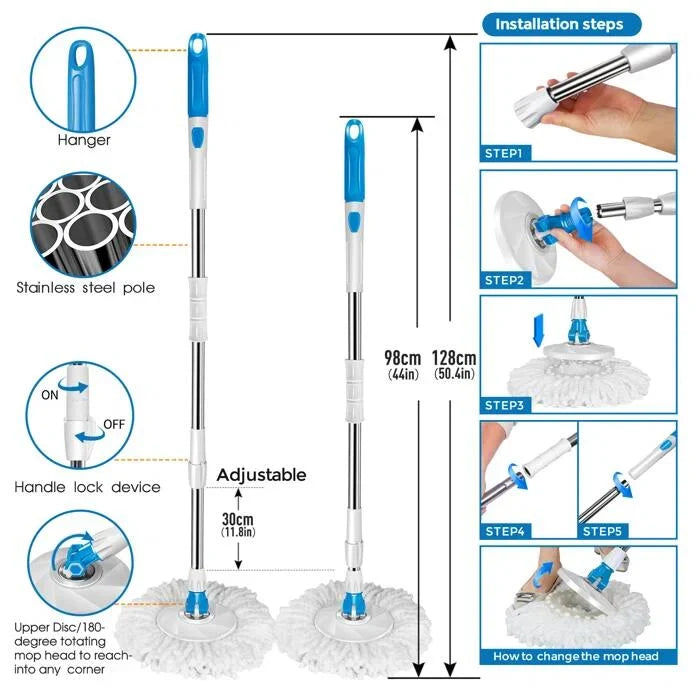 Livnestro SpinEase 2-in-1 Mop & Bucket Set with 3 Refills