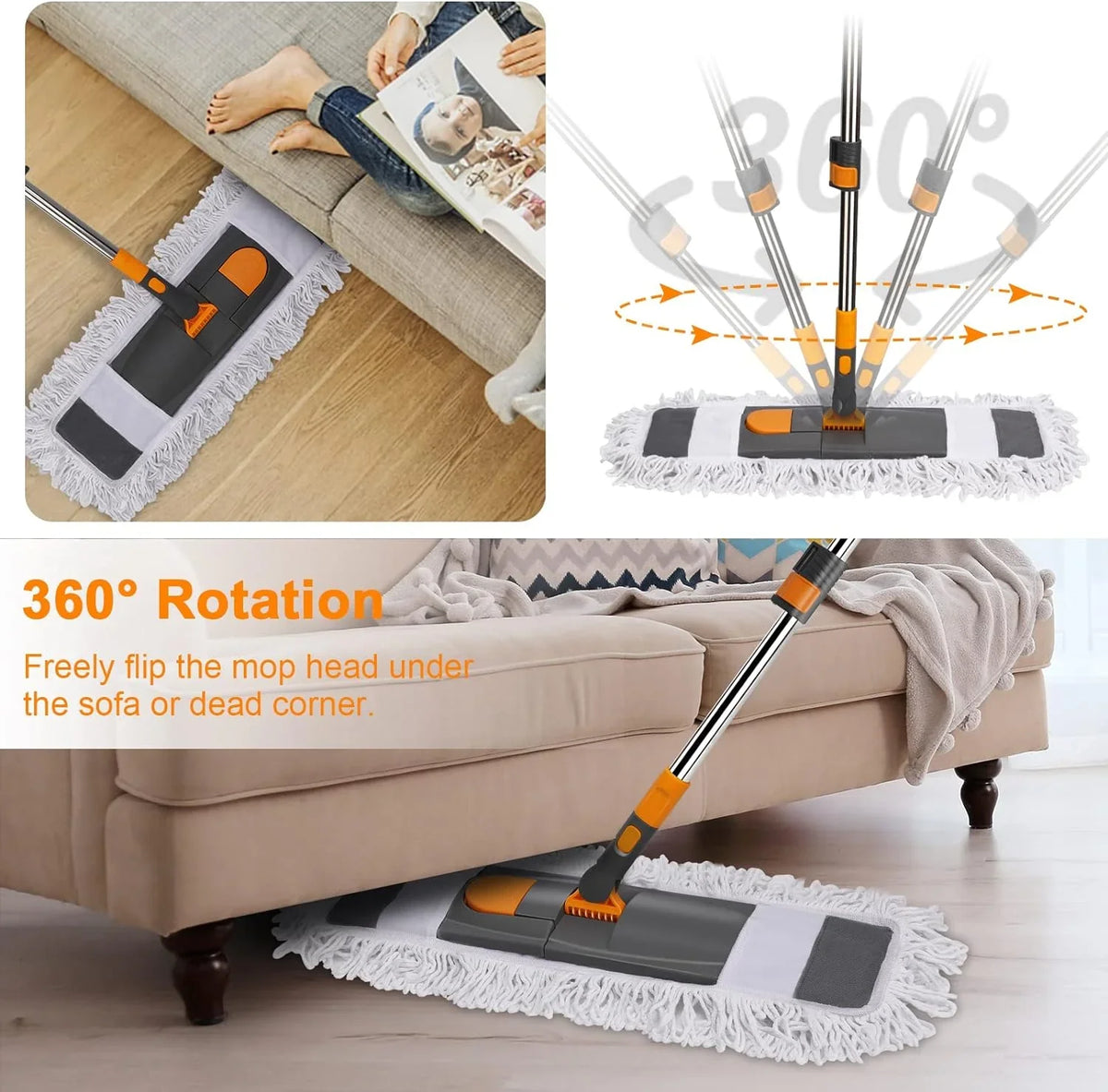 Livnestro DustGlide Microfiber Floor Mop with 2 Pads