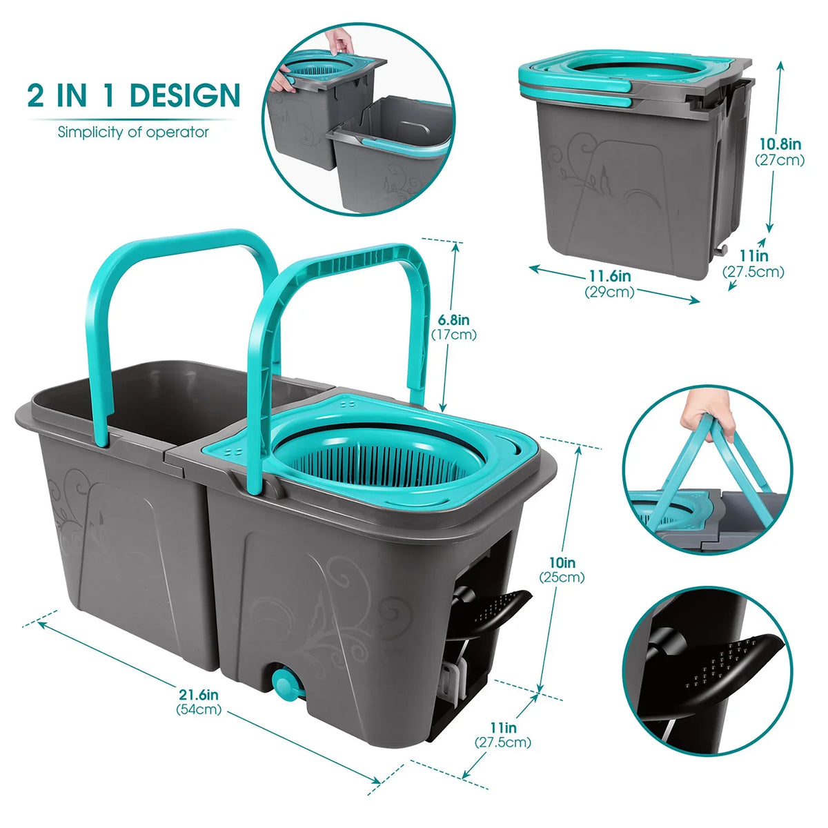 Livnestro SpinEase Mop & Bucket Set with 6 Pads