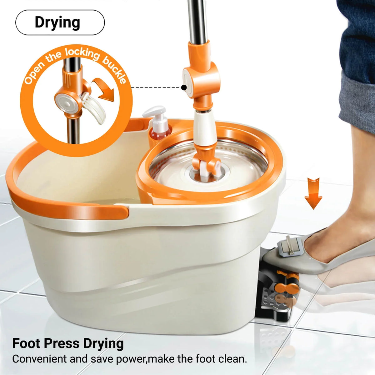 Livnestro SpinEase Foot-Pedal Mop & Bucket Set