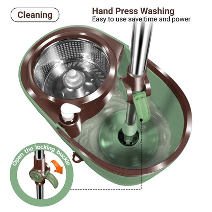 Livnestro SpinEase Pedal Mop & Bucket Set with 5 Heads