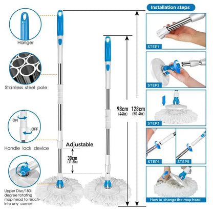 Livnestro SpinEase 2-in-1 Mop & Bucket Set with 3 Refills