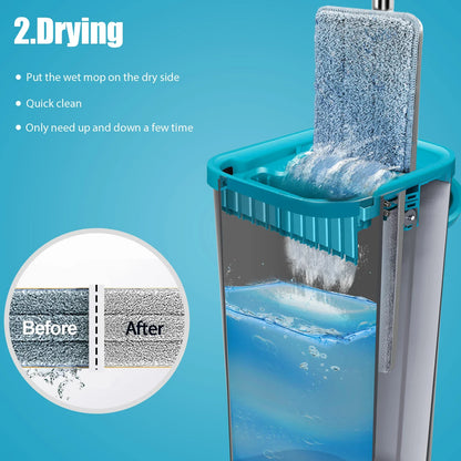 Livnestro FlatClean Mop & Bucket Set with 6 Pads