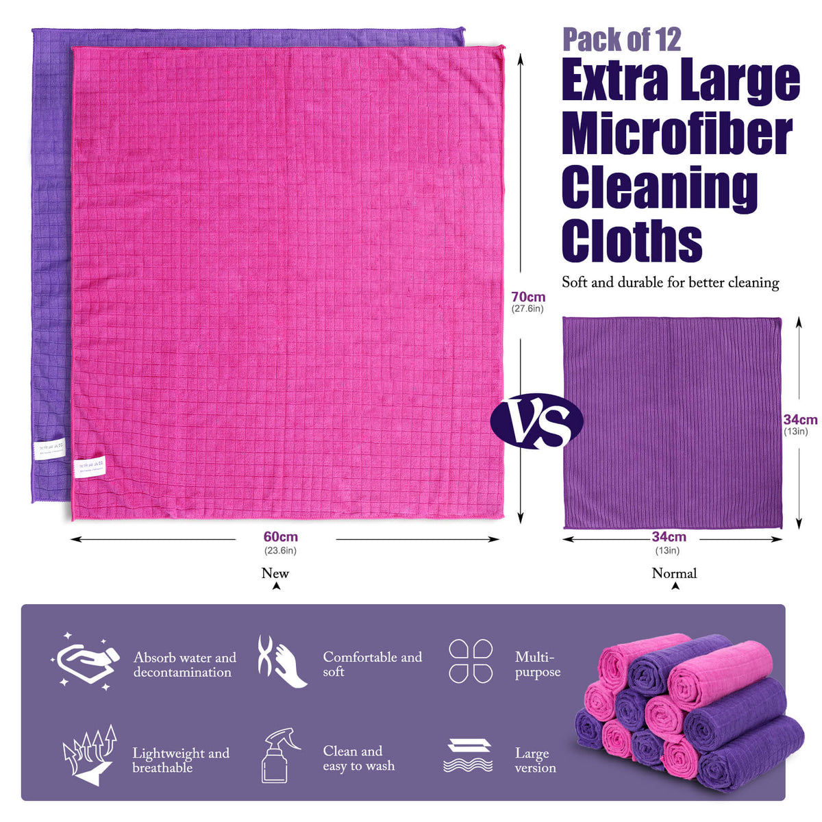 Livnestro SoftClean Multipurpose Microfiber Cloths - 12 Pieces