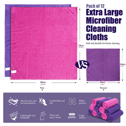 Livnestro SoftClean Multipurpose Microfiber Cloths - 12 Pieces