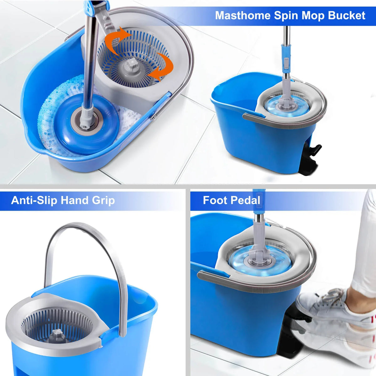 Livnestro SpinEase Mop & Bucket Set with 5 Refill Pads