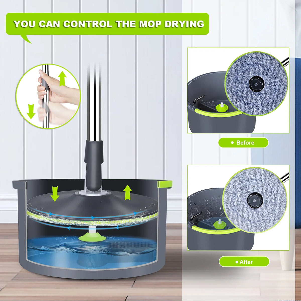 Livnestro FlatSpin Mop & Bucket Set with 6 Refills