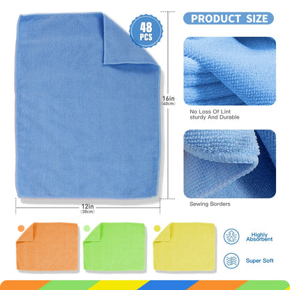 Livnestro SoftClean Microfiber Dust Cloths - 48 Pieces