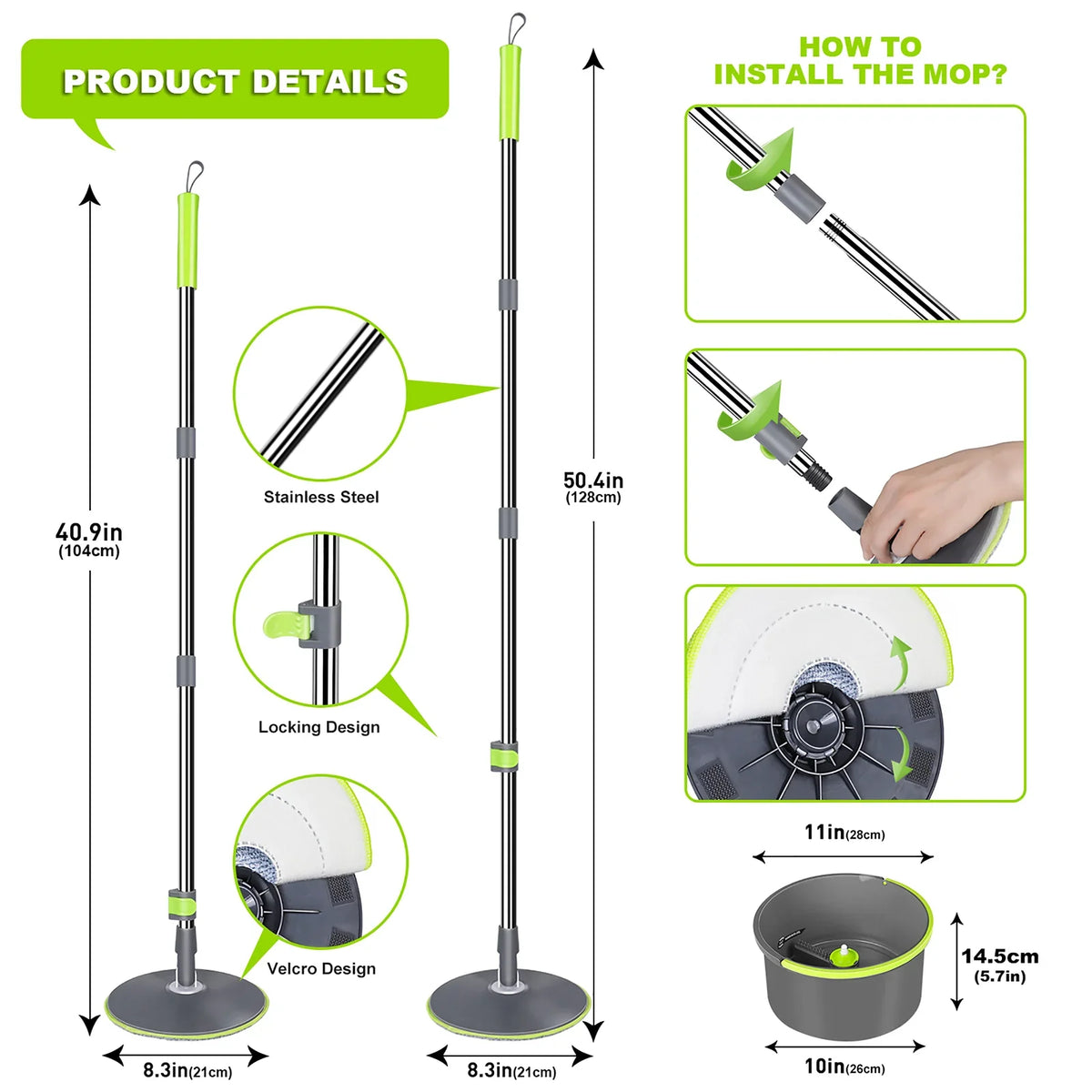 Livnestro FlatSpin Mop & Bucket Set with 6 Refills