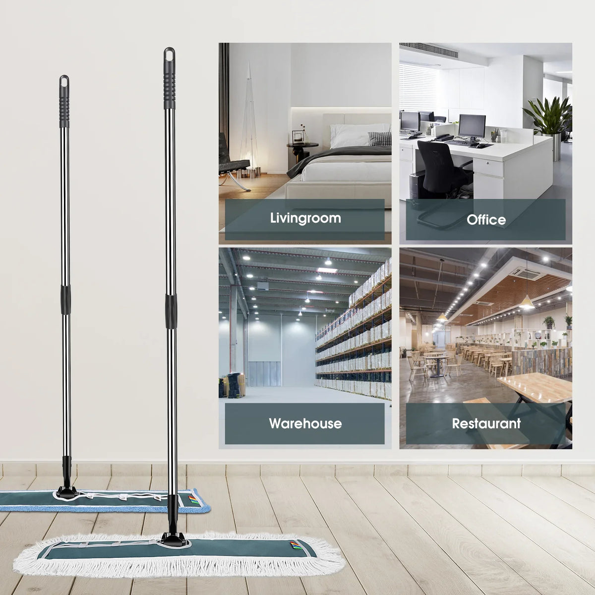 Livnestro CleanReach Commercial Floor Mop with 3 Pads