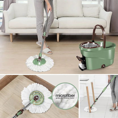 Livnestro SpinEase Pedal Mop & Bucket Set with 5 Heads