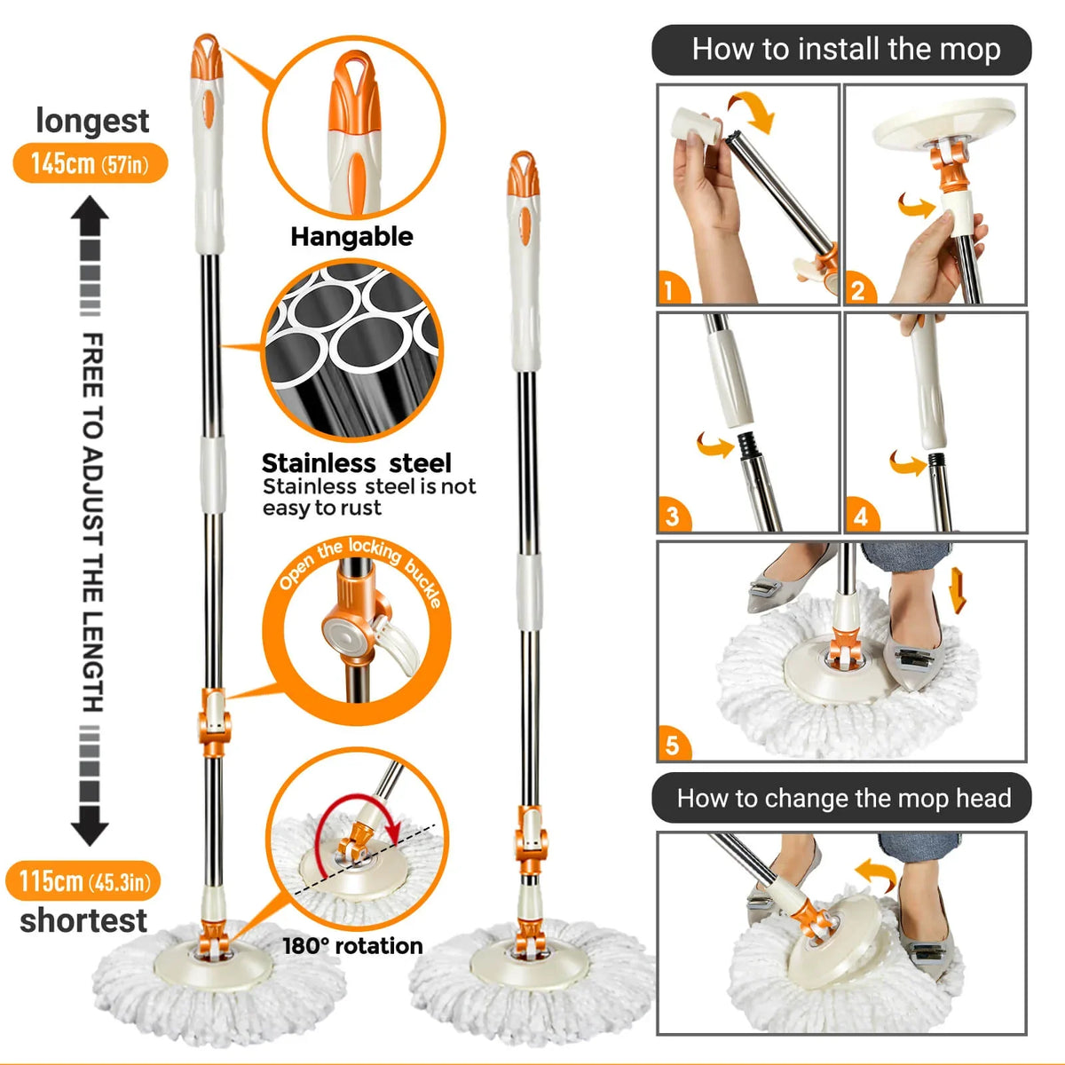 Livnestro SpinEase Foot-Pedal Mop & Bucket Set