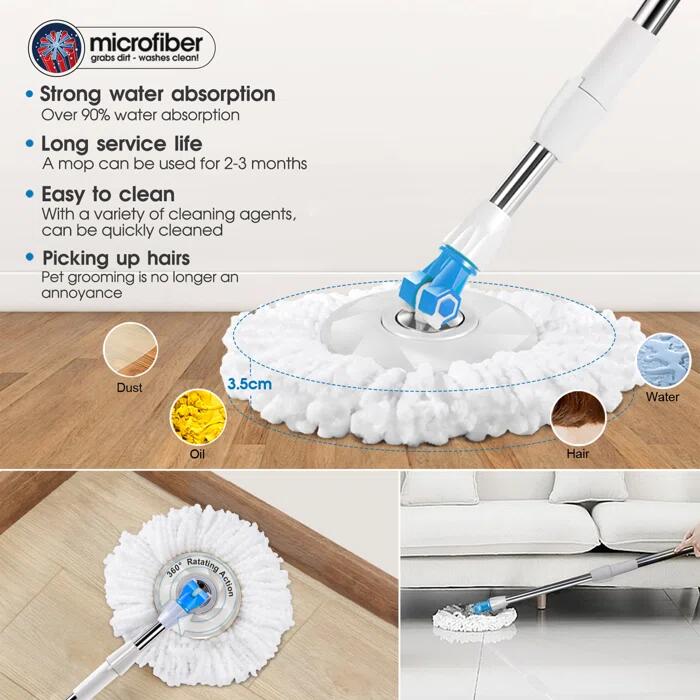 Livnestro SpinEase 2-in-1 Mop & Bucket Set with 3 Refills