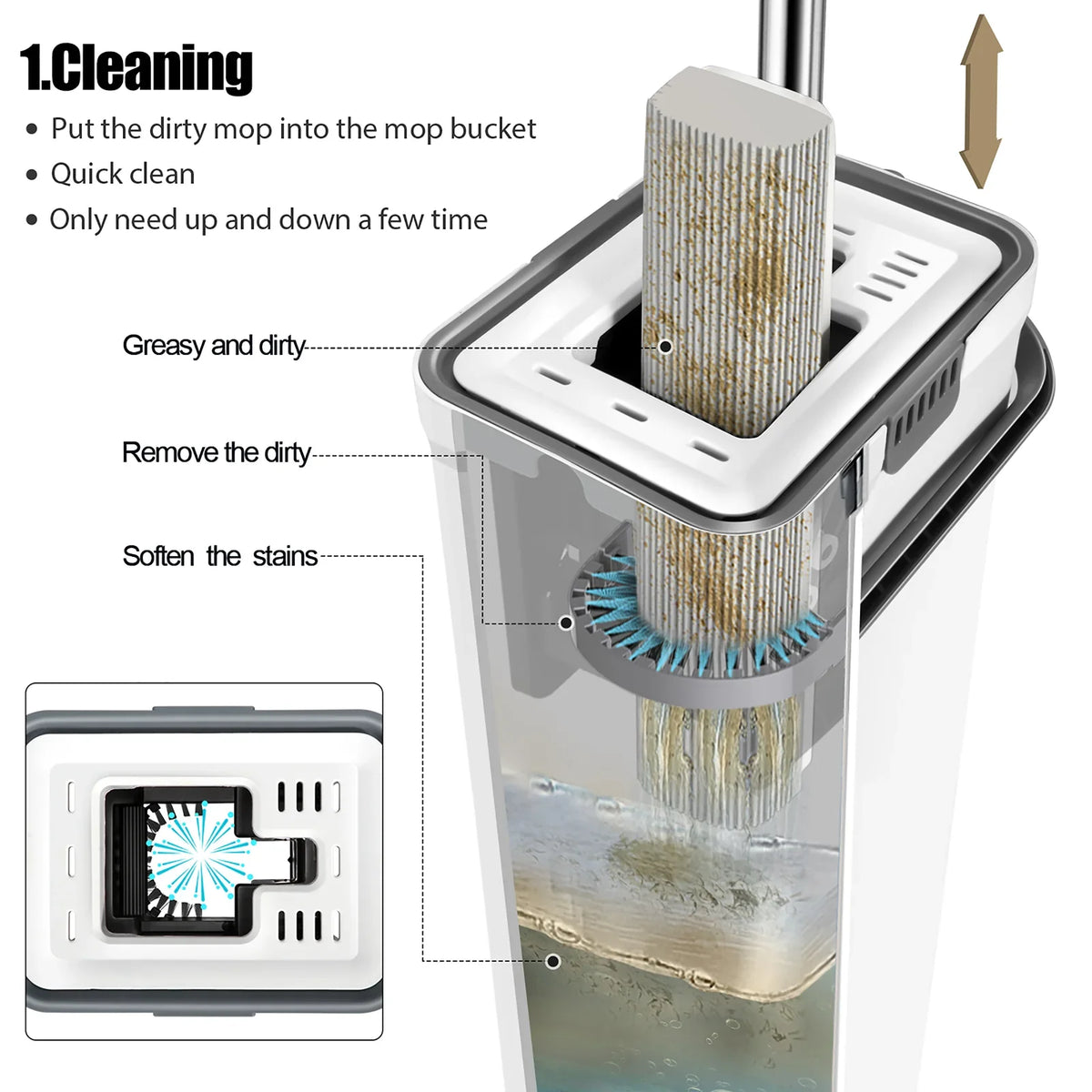 Livnestro SpongeClean Mop & Bucket Set with 3 Refills