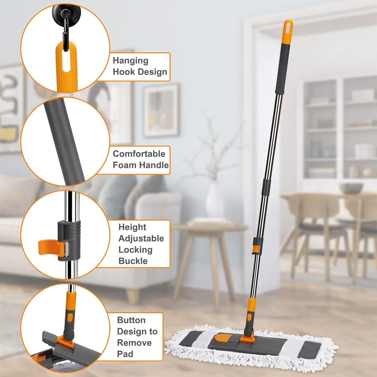 Livnestro DustGlide Microfiber Floor Mop with 2 Pads