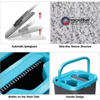 Livnestro FlatClean Mop & Bucket Set with 6 Pads
