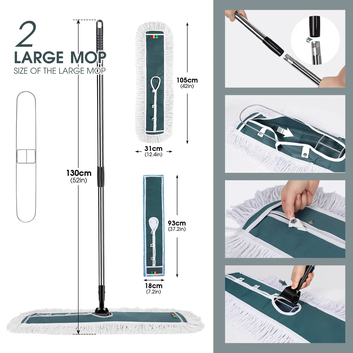 Livnestro CleanReach Commercial Floor Mop with 3 Pads