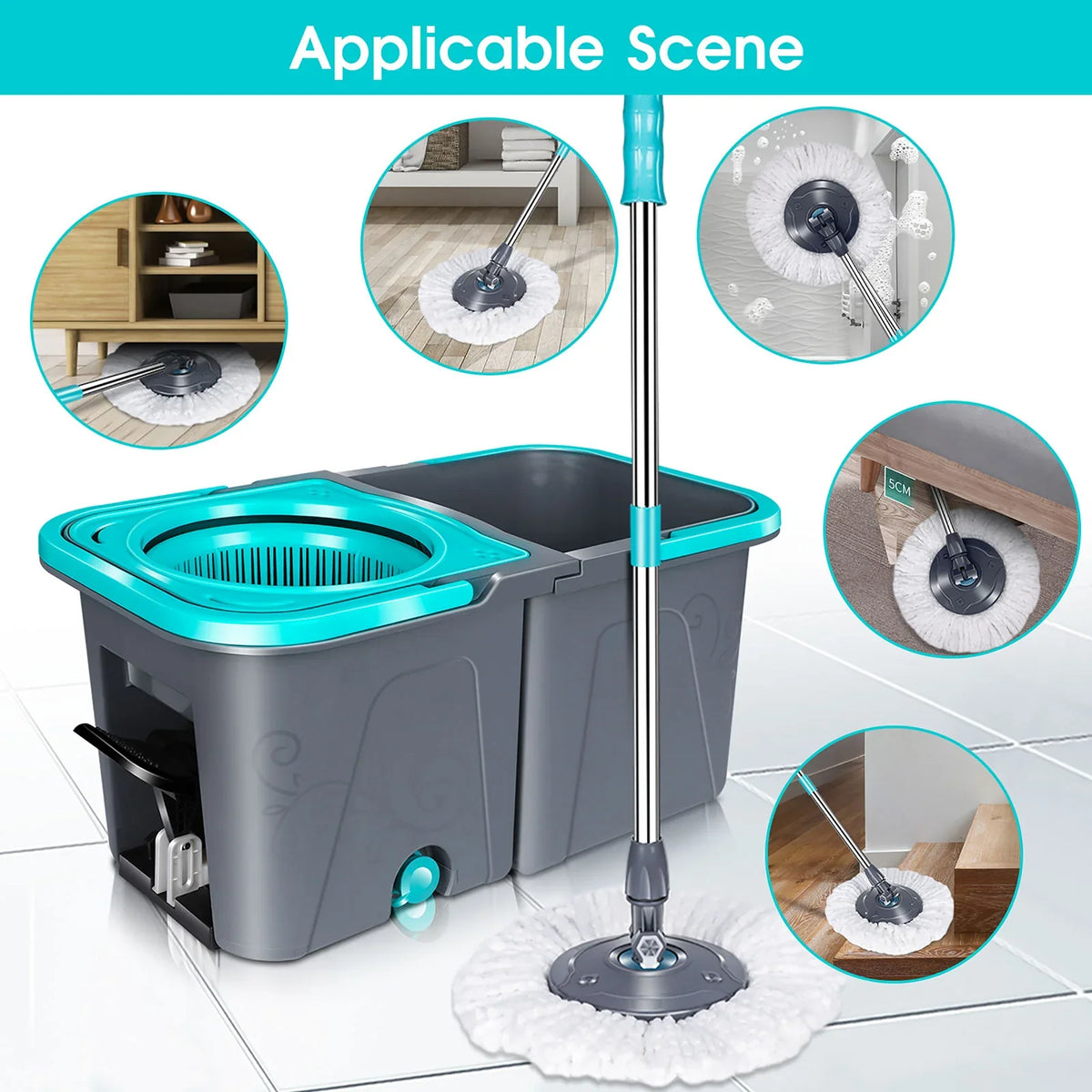 Livnestro SpinEase Mop & Bucket Set with 6 Pads