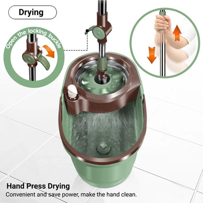 Livnestro SpinEase Pedal Mop & Bucket Set with 5 Heads