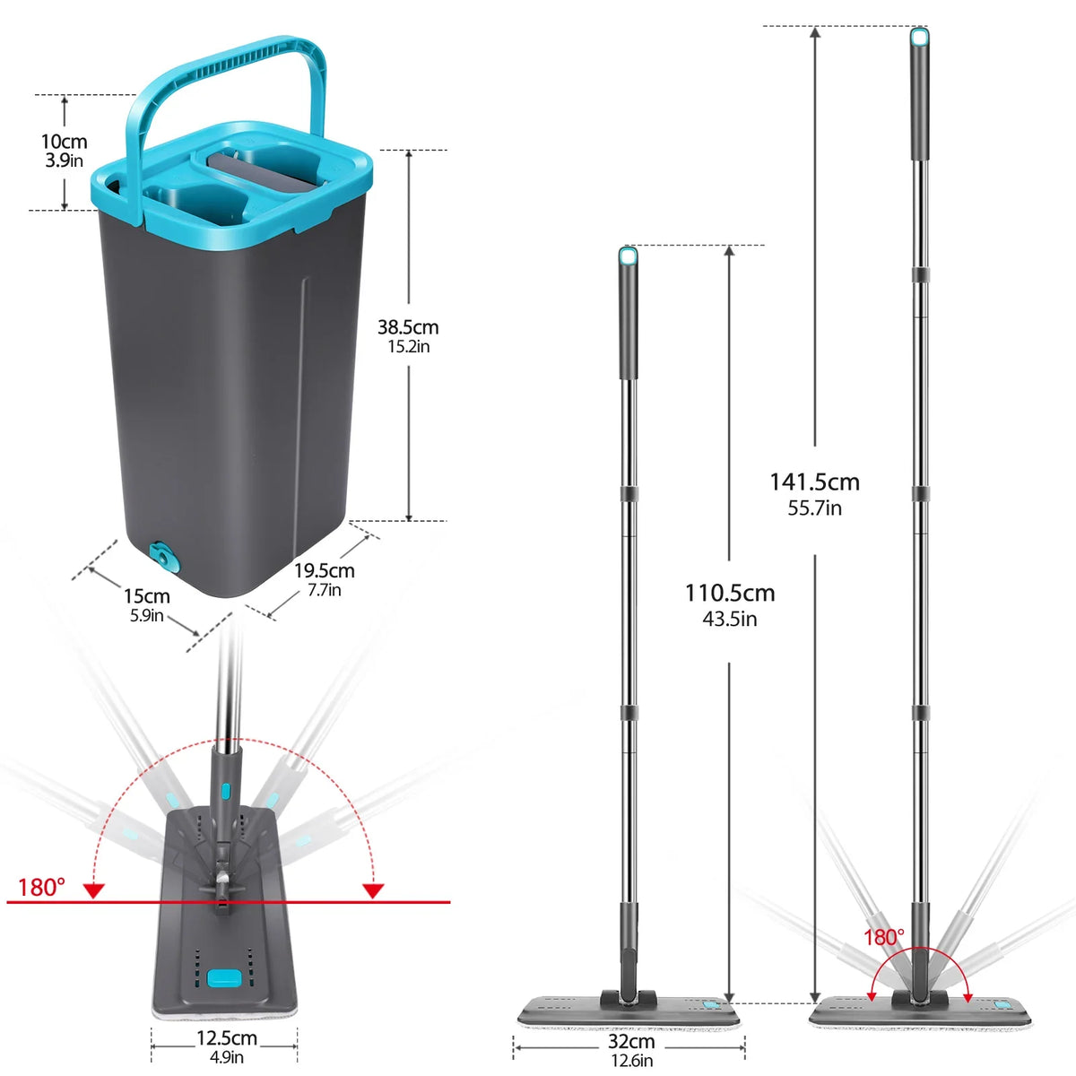 Livnestro FlatClean Mop & Bucket Set with 6 Pads