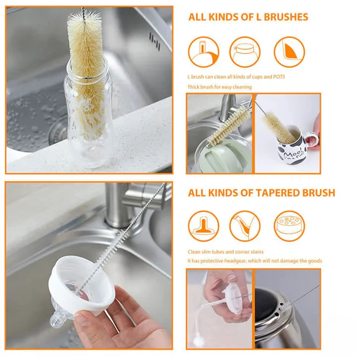 Livnestro DetailClean 9-Piece Bottle Brush Set