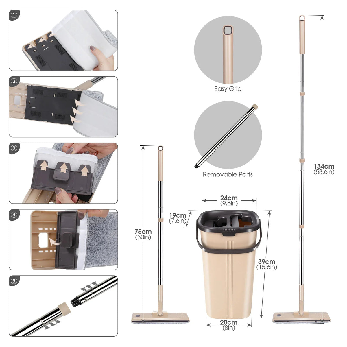 Livnestro FlatClean Self-Cleaning Mop & Bucket Set with 6 Pads