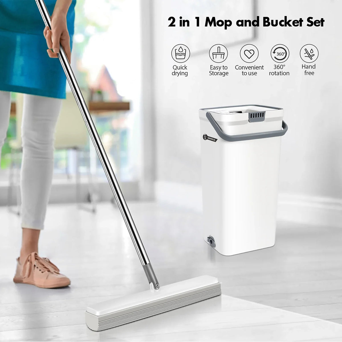 Livnestro SpongeClean Mop & Bucket Set with 3 Refills