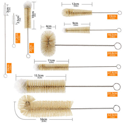 Livnestro DetailClean 9-Piece Bottle Brush Set