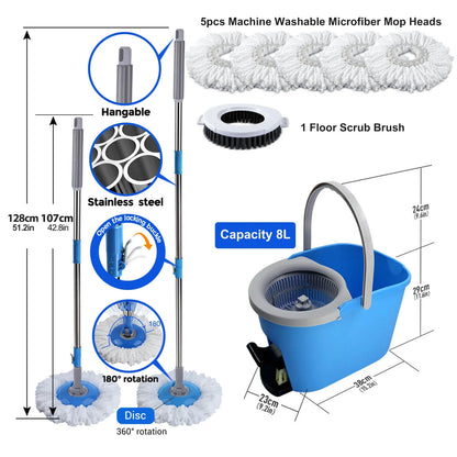 Livnestro SpinEase Mop & Bucket Set with 5 Refill Pads