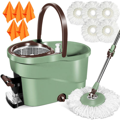 Livnestro SpinEase Pedal Mop & Bucket Set with 5 Heads